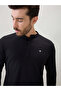 Solid Brand Logo Print Regular Fit Black Henley Neck T-shirt - 4