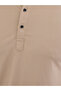 Solid Henley Neck Regular Fit Beige T-shirt - 4
