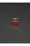 Heart Model Steel Children's Ring with Enamel Embroidery, Yellow Gold Color Plated, Adjustable Size - 5