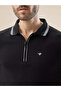 Textured Contrast Tipping Regular Fit Black Polo T-shirt - 4