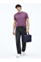 Solid Henley Neck Regular Fit Grape T-shirt - 6