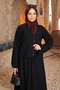 Black Buttoned Shirt and Skirt Wrap Suit - 3