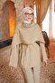 Khaki Shawl Detailed Tunic Trouser Suit - 4