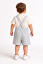 Boys set “Seaside Stripes” Cream Polo & Pin-Stripe Suspender Short Set - 4
