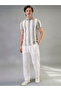 All-Over Striped Polo Collar Regular Fit Sage T-shirt - 4