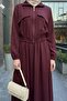 Pocket Cover Detailed Zippered Claret Red Modal Set - 2