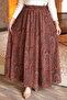 Brown Elastic Waist Lined Chiffon Skirt - 2