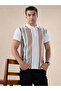 Striped Contrast Tipping Regular Fit White Polo T-shirt - 6