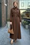 Pocket Cover Detailed Zippered Brown Modal Set - 3