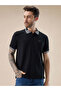 Waffle Textured Regular Fit Balck Polo T Shirt