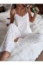 WOMEN'S JERSEY HEART PRINTED AND LACE-DETAIL TOP AND BOTTOM PAJAMA SET - 2