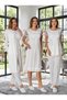 Women's Ecru Maternity Summer Nursing Set with Short Sleeves, Lace Piece Short Sleeve Dressing Gown, Pajama Set, Nightgown, 4-Piece Set - 2