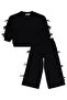 Civil Girls' Bowknot Tracksuit Set |   Oysho Long Sleeve |   School Nursery and Daily Use - Black - 4