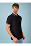 Textured Contrast Tipping Regular Fit Black Polo T-shirt - 2