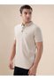 Solid Polo Collar Regular Fit Beige T-shirt - 2