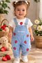 Çilek Patterned Denim Denim Baby Girl Holiday Salopet Bahçıvan 6-9Months, 9-12Months, 12-18Months, 18-24Months - 2