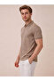 Embossed All-Over Textured Khaki Polo T-shirt - 2