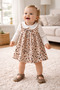 Soft Leopard Printed piece gilet dress & Peter Pan collar Corded Fabric bodysuit combination %95 Cotton holiday girl child