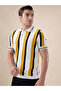 Vertical Stripe Knitted Regular Fit Sunflower Polo T-shirt - 2