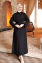 Black Oversized Button Tesla Dress - 3