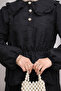 Black Self Patterned Shirt and Skirt Set - 2