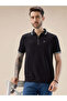 Textured Contrast Tipping Regular Fit Black Polo T-shirt - 6