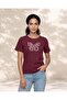 Women Brown Placement Print Rib T Shirt