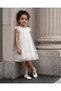 Girls White Embroidered Floral Mesh Dress - 5
