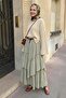 Ruched Layered Light Khaki Voile Skirt - 2