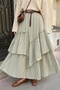 Ruched Layered Light Khaki Voile Skirt