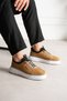 Orion Genuine Leather Men's Lace-Up Thick Sole Casual Mustard Color Sneakers - 2