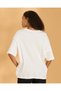 Women White Oversized T Shirt With Print - 3