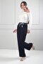 Women's Elastic Waistband Pocketed Knitted Crepe Stretch Fabric Palazzo Pants - 2