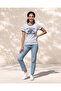 Women Grey Placement Print Rib T Shirt - 2