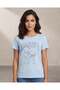 Women Pale Blue Stitch Graphic Oversized T Shirt