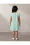 Girls Green Lace Neck Sleeveless Dress - 3