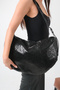 Women's Black Snake Patterned Baguette Shoulder Bag Stylish Casual Bag Isabel - 2