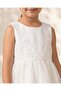 Girls White Textured Party Dress - 4