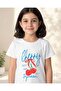 Girls White Placement Print T-Shirt - 4