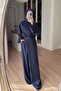 Double-Breasted Casual Suit with Pants - Navy Blue