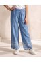 Senior Girls Blue Placement Print Wide Leg Pants