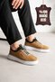 Orion Genuine Leather Men's Lace-Up Thick Sole Casual Mustard Color Sneakers