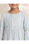 Girls Green Striped Tiered Dress - 4