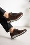 Nexon Genuine Leather Men's Lace-Up Comfort Sole Casual Bitter Brown Sneakers - 3