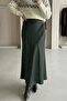 Satin Khaki Flared Skirt - 2