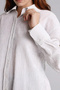 H0277Axer105 Ecru Regular Fit Striped Gofre Textured Long Sleeve Tunic - 4