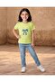 Girls Green Placement Print T-Shirt - 5
