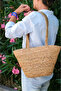 Wicker Women's Bag Zippered Hand and Shoulder- Beach Bag 38 Cm