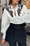 Poplin Pleated and Lace Detail Design Shirt