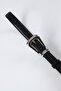 Full Grain Leather Silver Buckle Black Women's Belt - 4